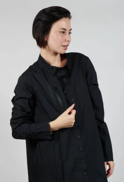 Relaxed Shirt Dress in Black Print