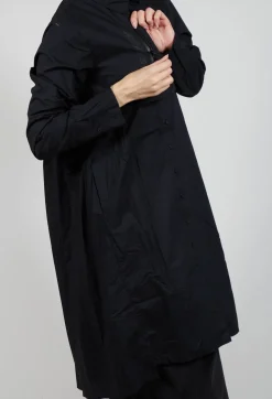 Relaxed Shirt Dress in Black Print