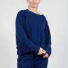 Relaxed Sweatshirt with Ribbed Hem in Ocean