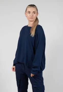 Relaxed Sweatshirt with Ribbed Hem in Ink