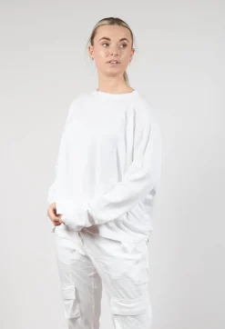 Relaxed Sweatshirt with Ribbed Hem in Semi Bleach