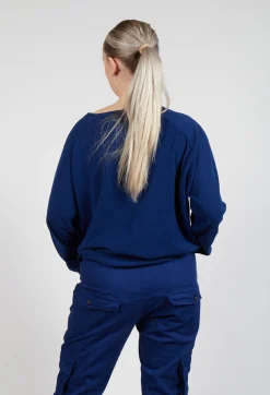 Relaxed Sweatshirt with Ribbed Hem in Ocean