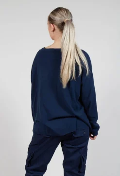 Relaxed Sweatshirt with Ribbed Hem in Ink