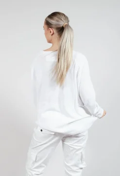 Relaxed Sweatshirt with Ribbed Hem in Semi Bleach