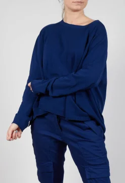 Relaxed Sweatshirt with Ribbed Hem in Ocean