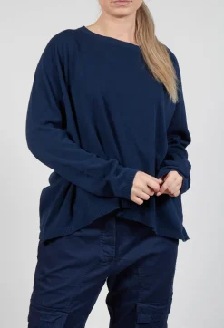 Relaxed Sweatshirt with Ribbed Hem in Ink