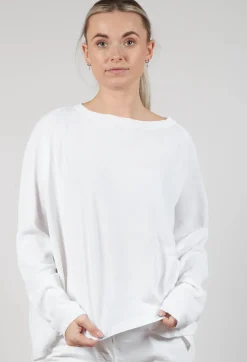 Relaxed Sweatshirt with Ribbed Hem in Semi Bleach
