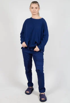 Relaxed Sweatshirt with Ribbed Hem in Ocean
