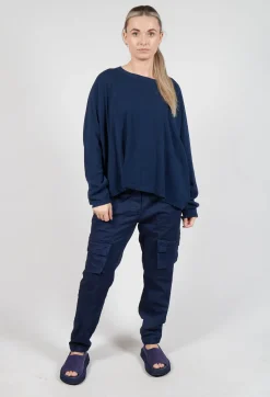 Relaxed Sweatshirt with Ribbed Hem in Ink