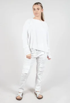 Relaxed Sweatshirt with Ribbed Hem in Semi Bleach