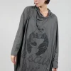 Relaxed Tunic Dress with Motif in Rock Shiny Print
