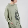 Relaxed Tunic Dress with Motif in Defender Shiny Print
