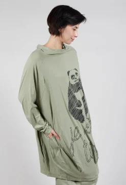 Relaxed Tunic Dress with Motif in Defender Shiny Print