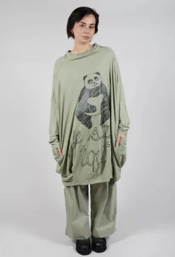 Relaxed Tunic Dress with Motif in Defender Shiny Print
