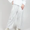 Relaxed Wide Leg Trousers in Abisso Stripe