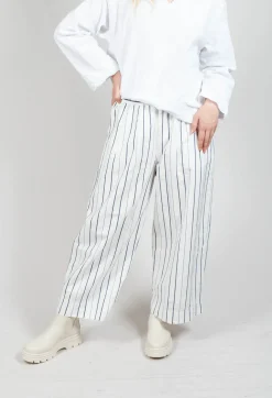 Relaxed Wide Leg Trousers in Abisso Stripe