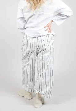 Relaxed Wide Leg Trousers in Abisso Stripe
