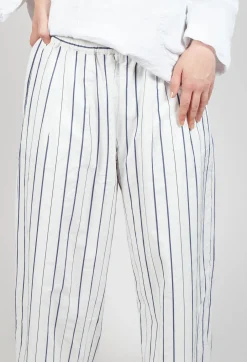 Relaxed Wide Leg Trousers in Abisso Stripe