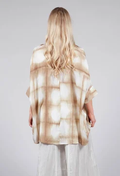 Rene Round Neck Shirt in Beige and White