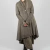 Reversible Coat in Velluto Cannete and Raso Viscosa Green Tuscany
