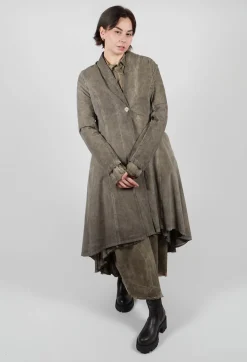 Reversible Coat in Velluto Cannete and Raso Viscosa Green Tuscany