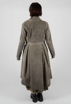 Reversible Coat in Velluto Cannete and Raso Viscosa Green Tuscany