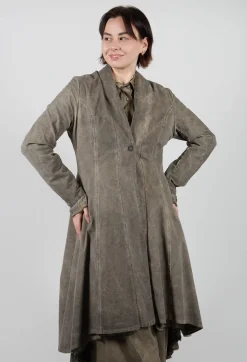 Reversible Coat in Velluto Cannete and Raso Viscosa Green Tuscany