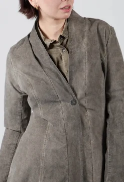 Reversible Coat in Velluto Cannete and Raso Viscosa Green Tuscany