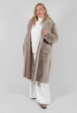 Reversible Double Breasted Coat in Sandstone