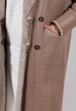 Reversible Double Breasted Coat in Sandstone