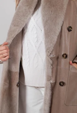 Reversible Double Breasted Coat in Sandstone