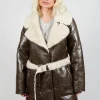 Reversible Faux Fur and Suede Jacket in Khaki Crackle
