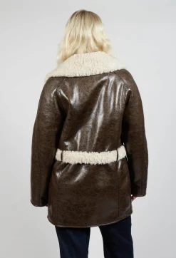 Reversible Faux Fur and Suede Jacket in Khaki Crackle