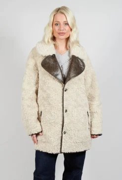 Reversible Faux Fur and Suede Jacket in Khaki Crackle