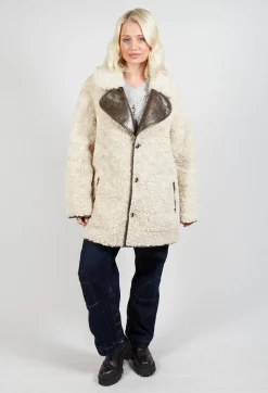 Reversible Faux Fur and Suede Jacket in Khaki Crackle