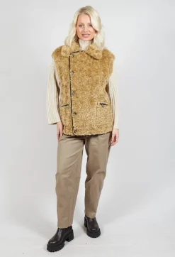 Reversible Gillet with Faux Fur and Suede in Choc Crackle
