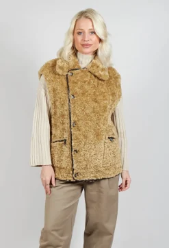 Reversible Gillet with Faux Fur and Suede in Choc Crackle