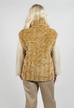 Reversible Gillet with Faux Fur and Suede in Choc Crackle