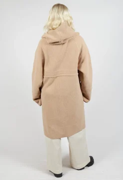 Reversible Long Faux Fur and Suede Coat in Tan and Biscuit