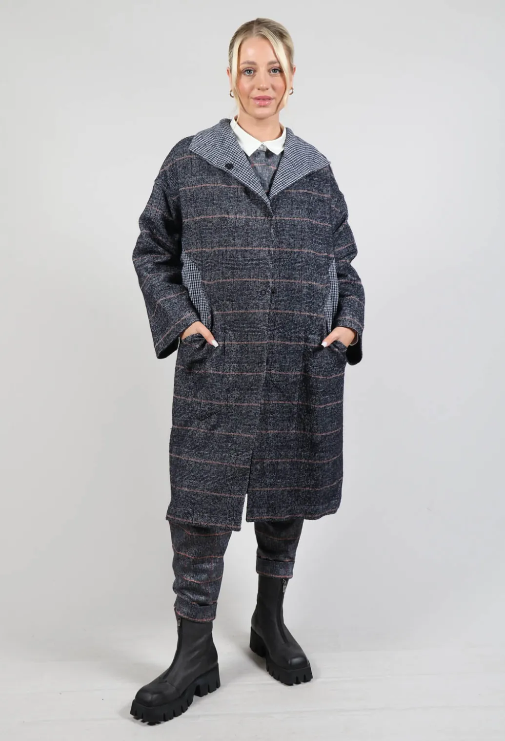 Reversible Mande Coat in Night Orange Check