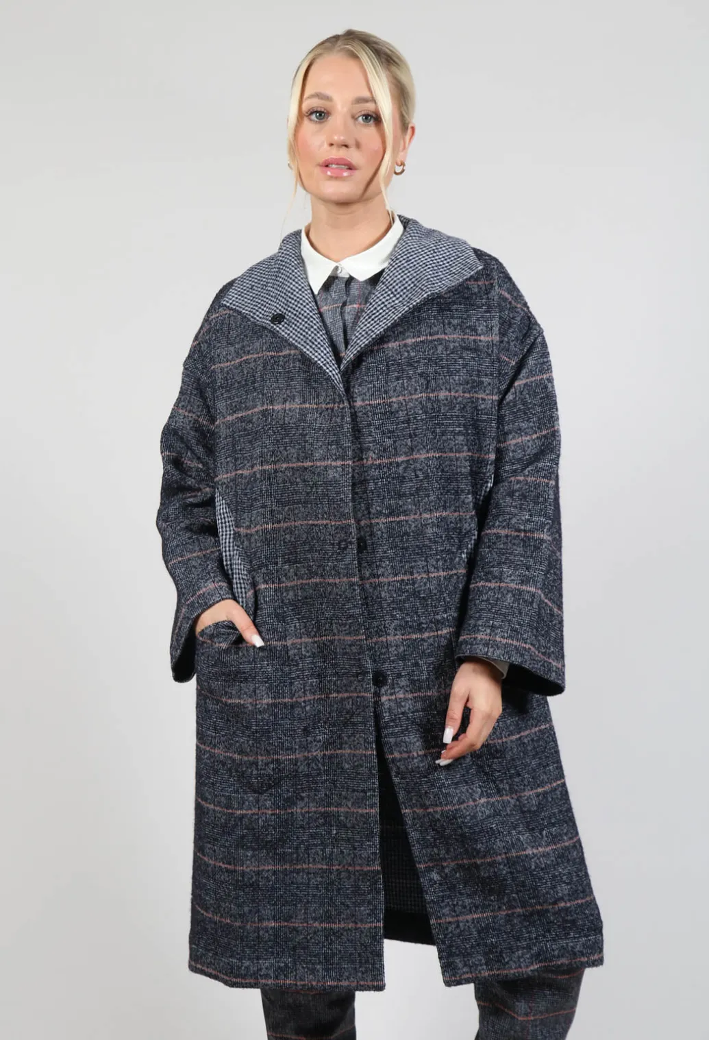 Reversible Mande Coat in Night Orange Check