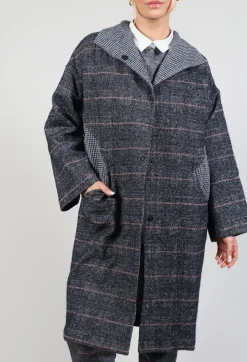 Reversible Mande Coat in Night Orange Check