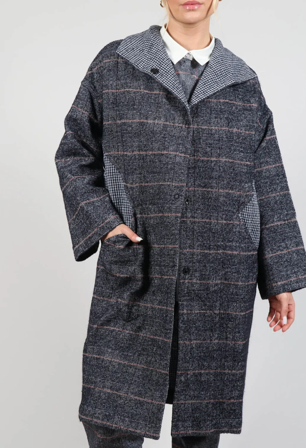 Reversible Mande Coat in Night Orange Check