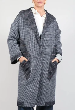 Reversible Mande Coat in Night Orange Check