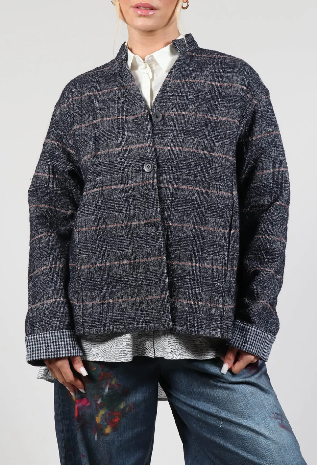 Reversible Niaga Jacket in Night Orange check