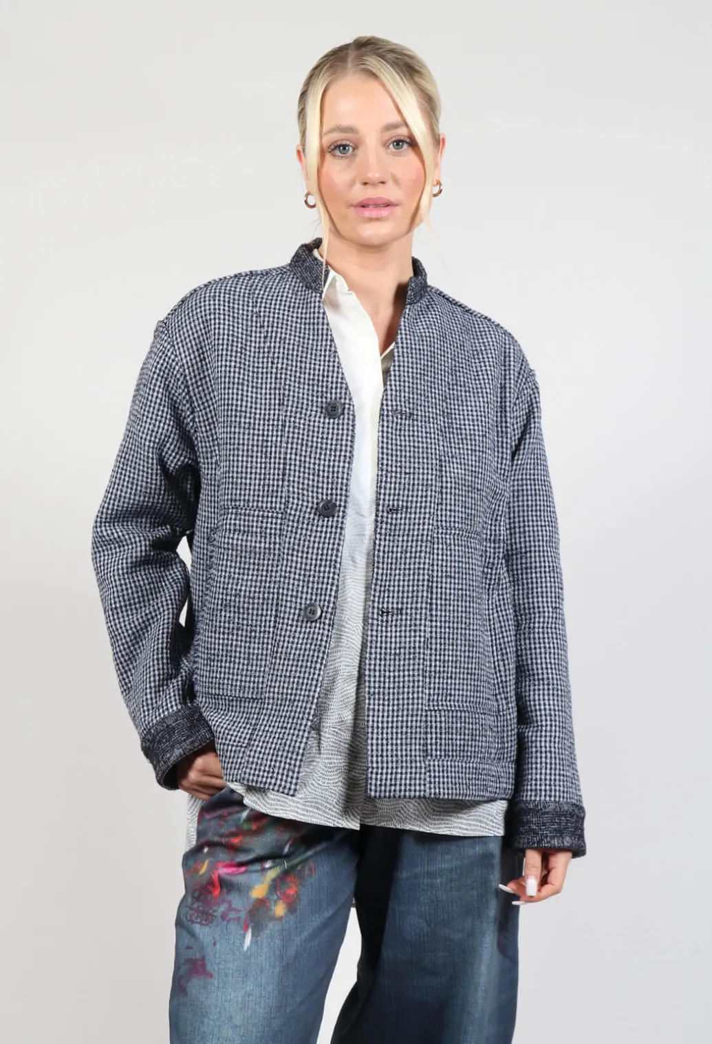 Reversible Niaga Jacket in Night Orange check
