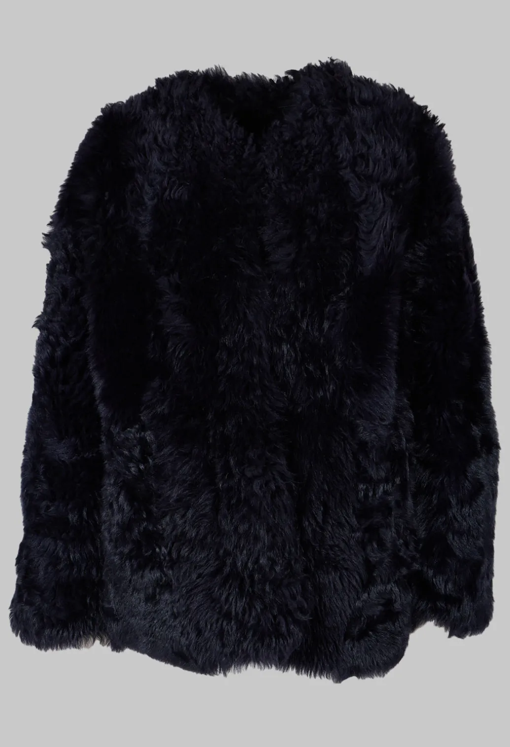 Reversible Shearling Coat with Fur Lining in Night Sky Navy