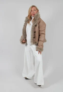 Reversible Sherling Jacket in Sandstone