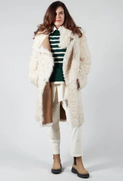 Reversible Toscana Coat with Fur Lining in Camel Cream
