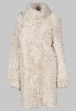 Reversible Toscana Coat with Fur Lining in Camel Cream